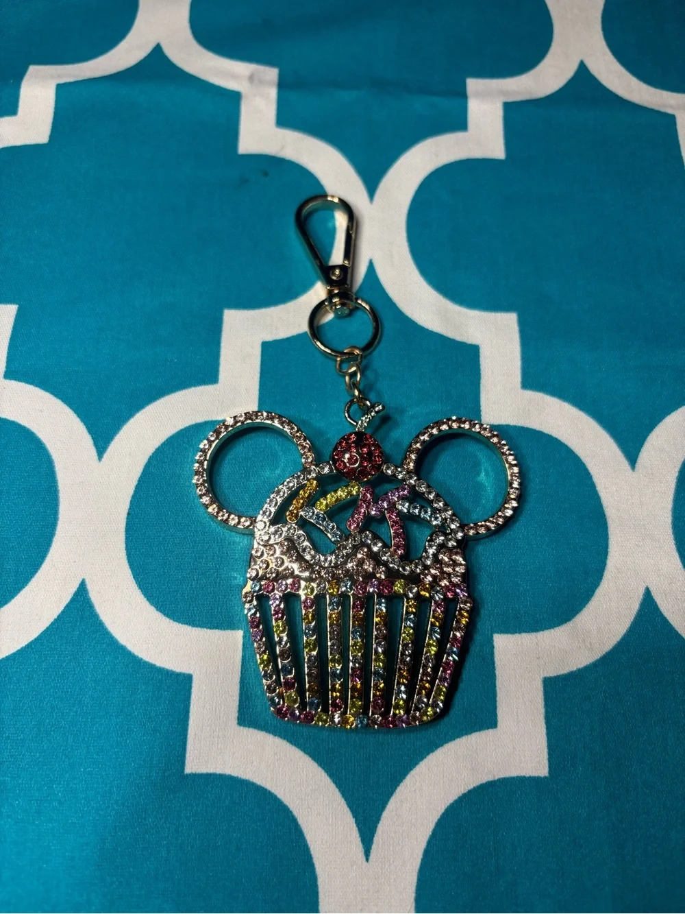 New Disney Rhinestone Multicolor Cupcake Keychain Charm - Unbranded